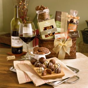 Harry & David featured Chocolate Gift Basket with Wine (27302). Yum.