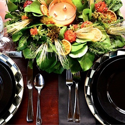 Table decorations for the holidays are lovely with a beautiful centerpiece