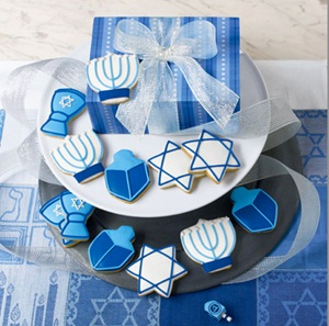Celebrate Hanukkah with this tasty kosher cookie gift. Each Hanukkah cookie is hand decorated.