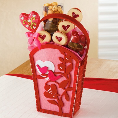 Valentine's Day Gifts with chocolates, cookies and caramel corn