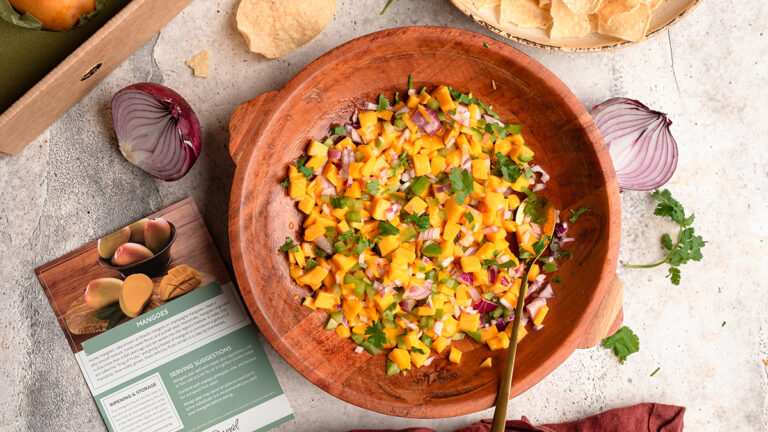 Mango salsa in a large bowl.
