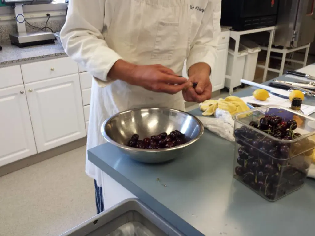 Prepping the cherries