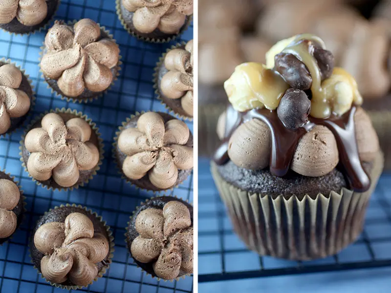 Bakerella’s Moose Munch® Dark Chocolate Caramel Cupcakes Recipe