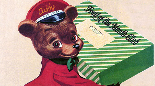 Cubby, the Harry & David bear mascot for nearly 40 years
