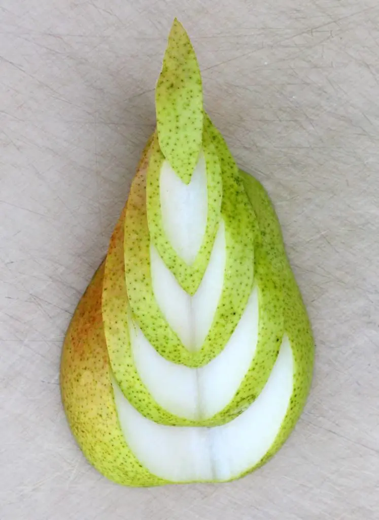 How To Cut Pears to look like art Step 2
