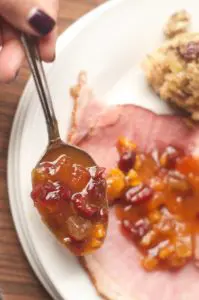 spoonful of dried fruit ham glaze