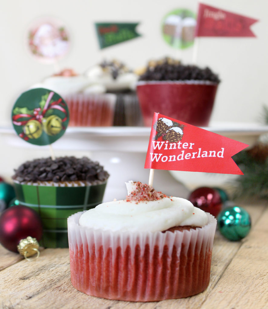 Christmas Cupcake Flags Vertical