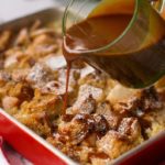 Pear Bread Pudding with Caramel Sauce
