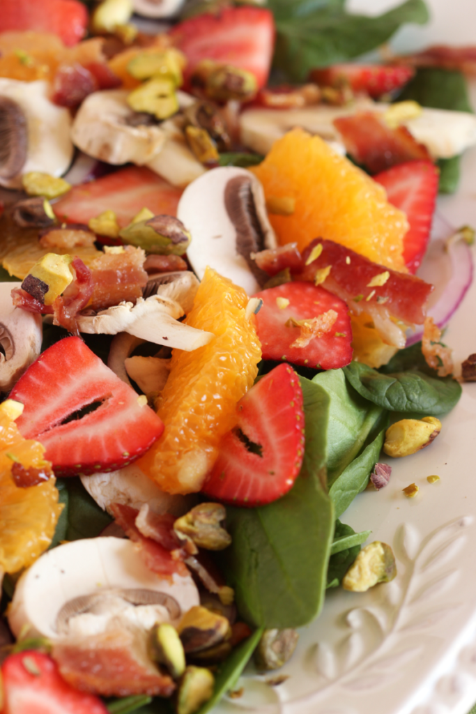 Honeybell Oranges and Strawberries on Spinach Salad