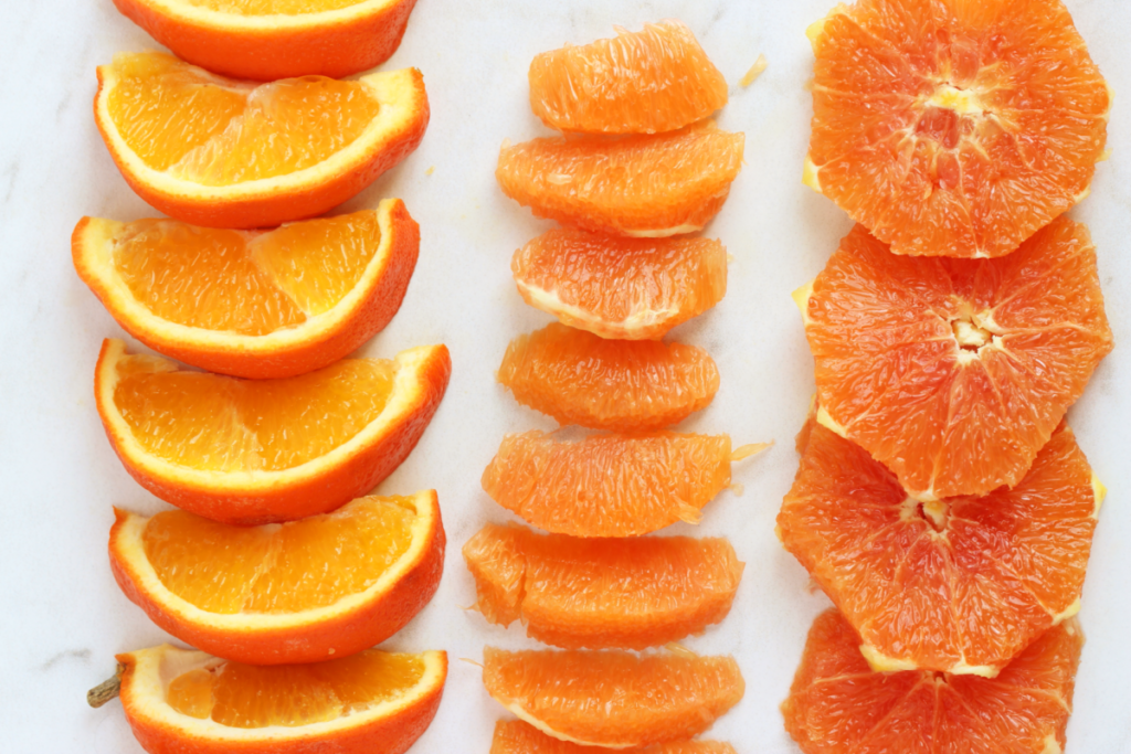 How to cut an orange in three ways