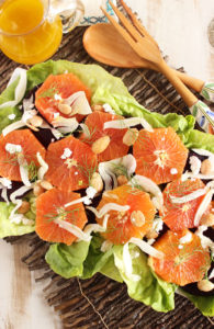 Table Set for Salad topped with oranges