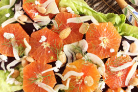 Table Set for Salad topped with oranges
