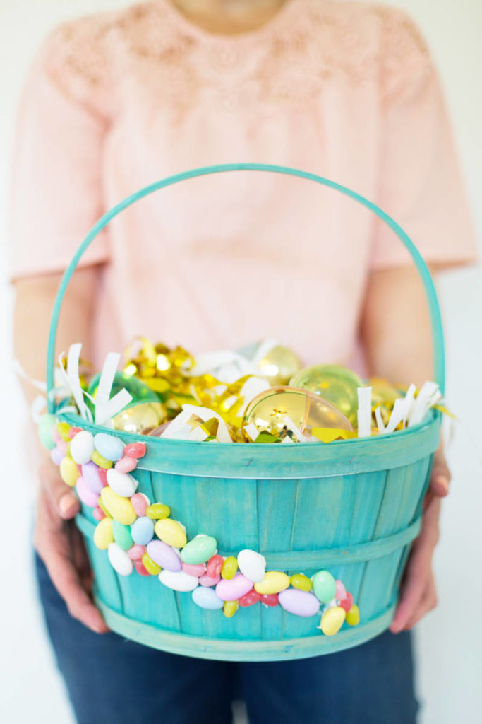 personalized easter basket with candy