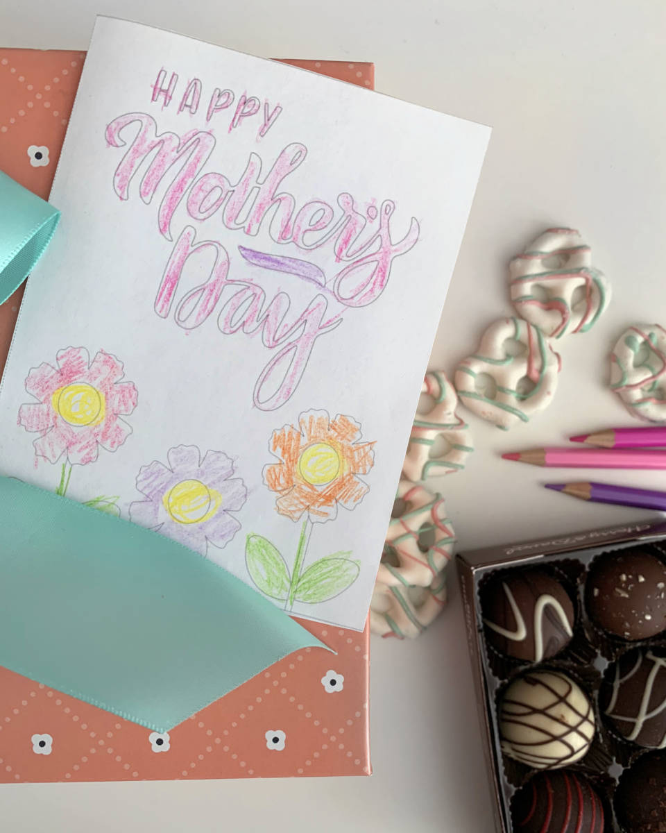 Mother's Day Card with Mother's Day treats 
