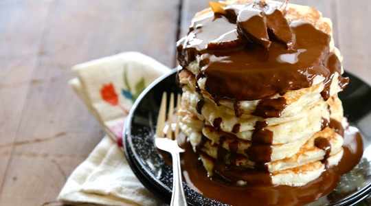 Pancakes with Chocolate and Candied Pears