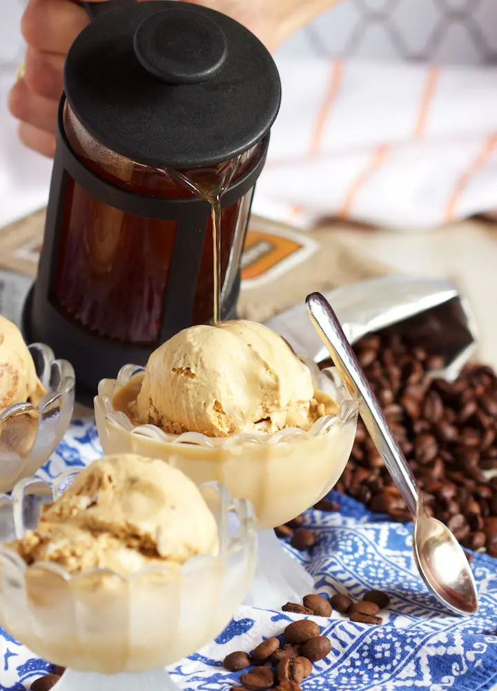 pumpkin Affogato - French Press Coffee Poured Over Pumpkin Ice Cream