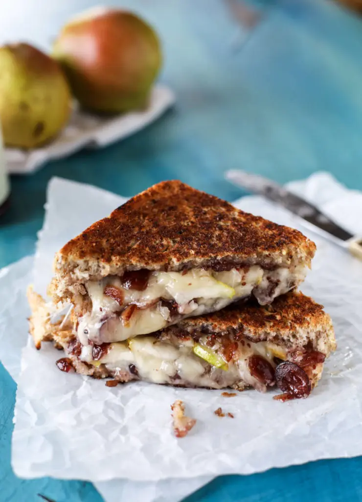 Thanksgiving leftovers made into a grilled cheese sandwich.