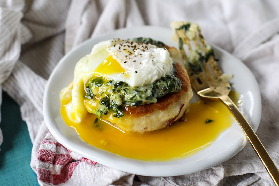 Thanksgiving Leftovers Recipes — Potato cakes with spinach