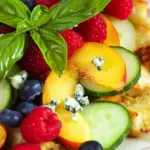 Peach Panzanella Salad with Berries and Cucumbers