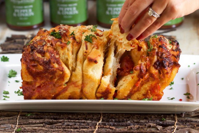 Cheesy Pepper and Onion Pull Apart Bread
