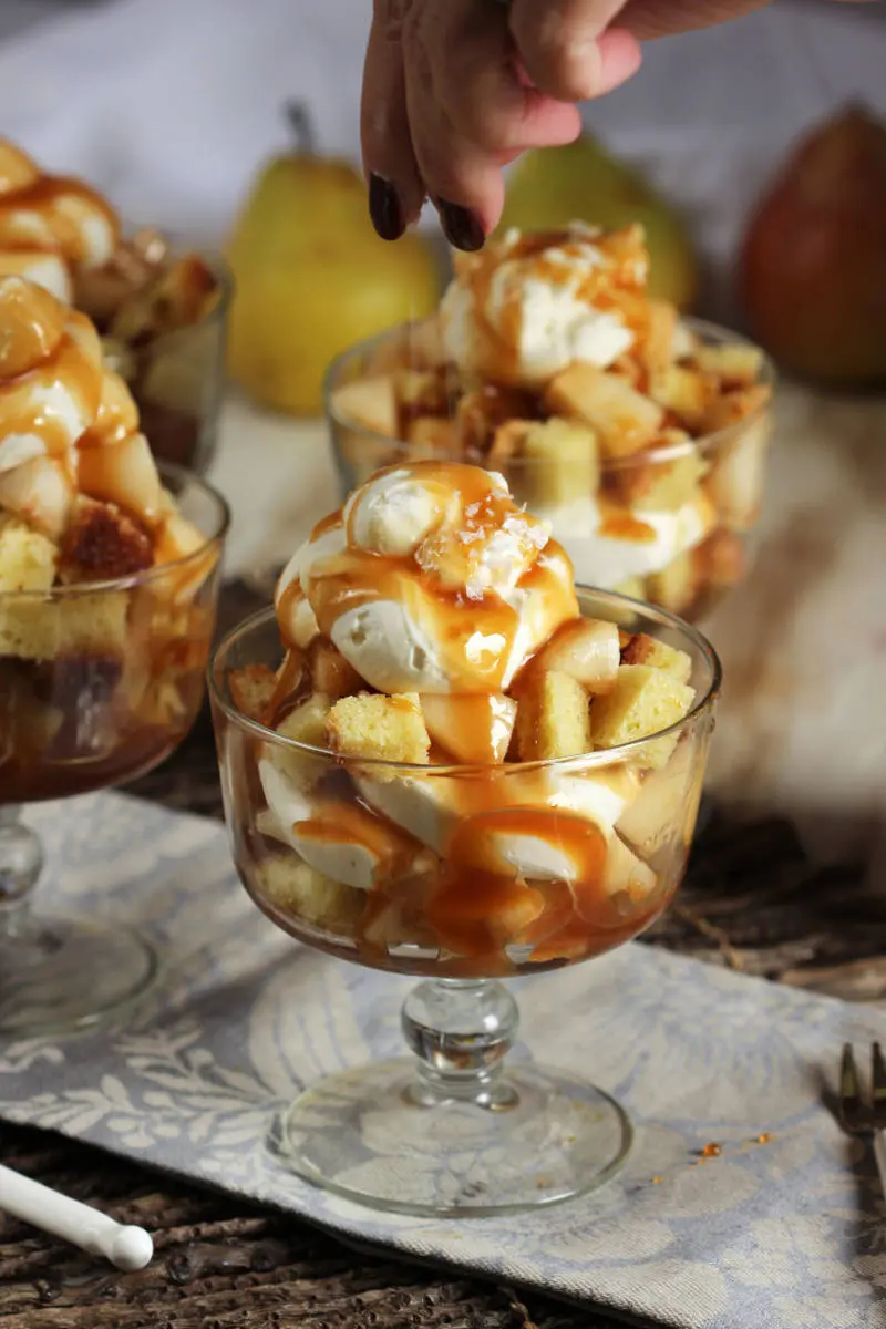 Making a Caramel Pear Cheesecake Trifle Recipe