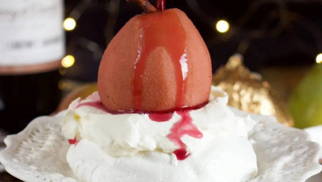 poached pear pavlova recipe
