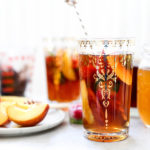 honey peach simple syrup-sweetened iced tea
