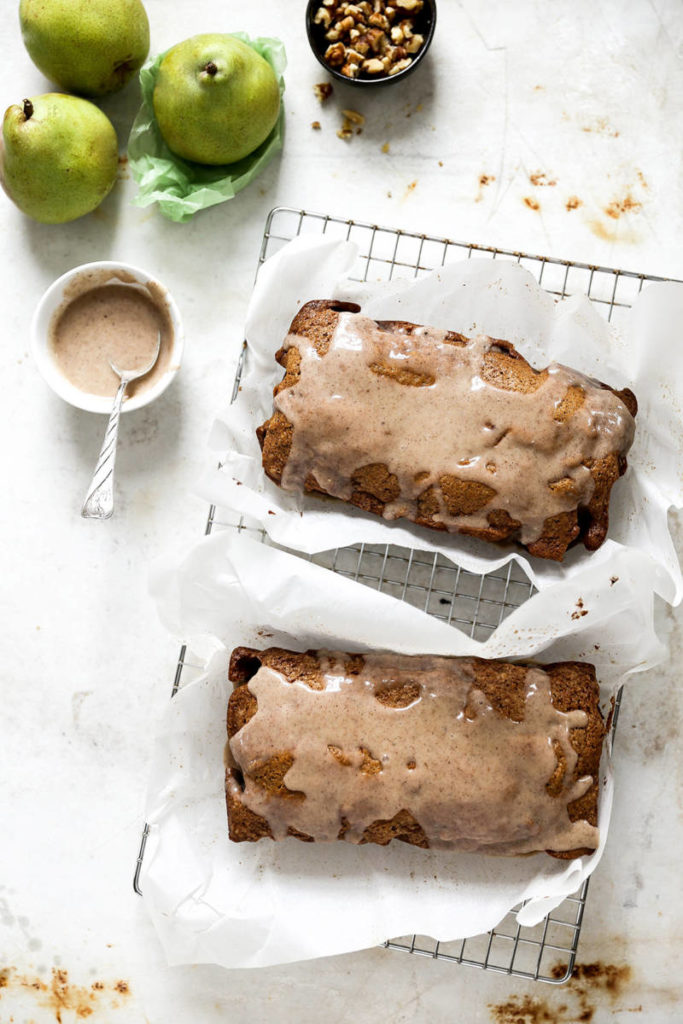 Chai spiced bread loaves on a cooling rack.