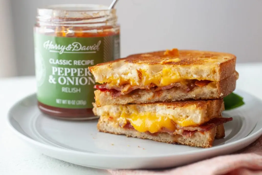 Bacon Cheddar Grilled Cheese Recipe with Relish
