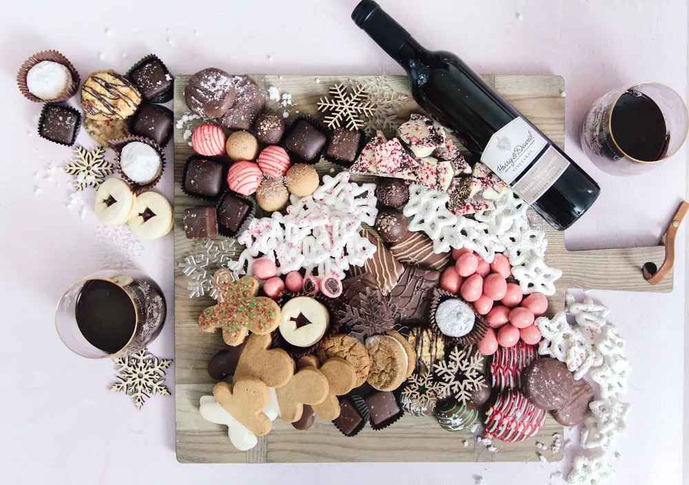 Dessert Charcuterie Board with Wine