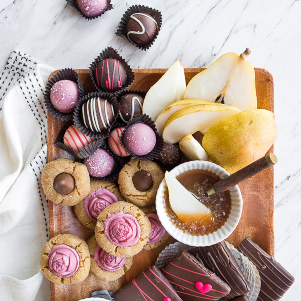 Valentine's Day dessert board.