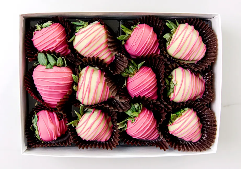 pink chocolate covered strawberries