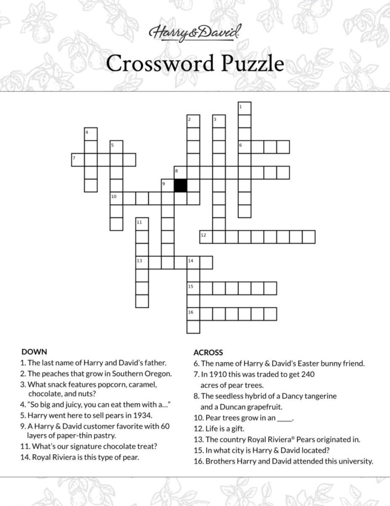 printable crossword puzzle