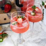 Strawberry cocktail with jalepeño slices and lemon juice