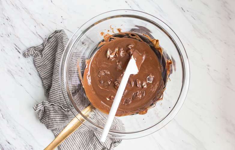 melted chocolate for the chocolate covered strawberries