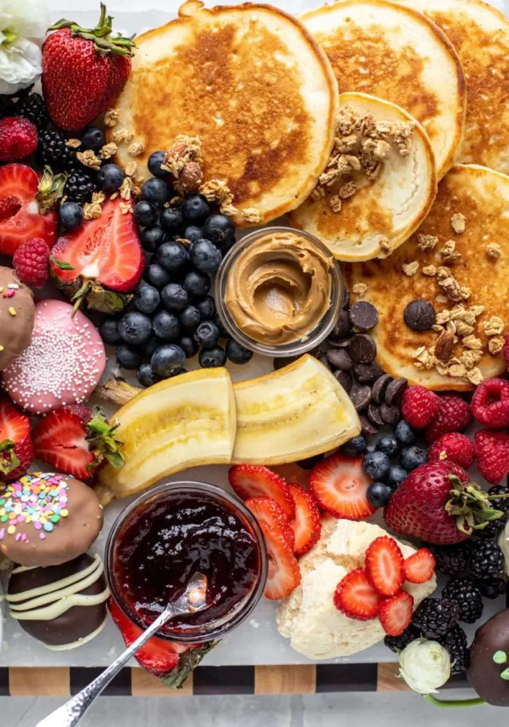 breakfast board with pancakes