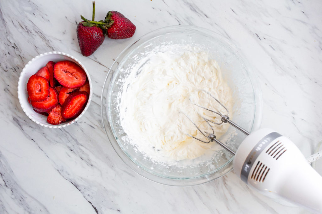 strawberry and whipped cream for strawberry crepe recipe.