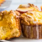 Peach Muffins With Streusel Crumble and Vanilla Glaze