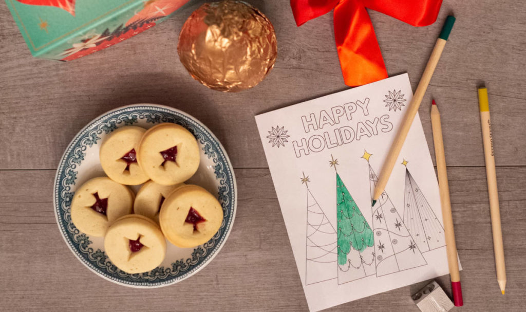 printable Christmas cards with Harry & David cookies