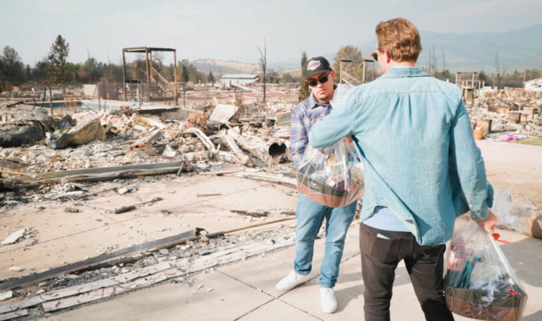 donating gift baskets after the almeda fire