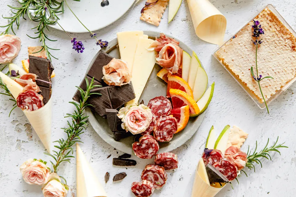 This is a photo of ingredients for charcuterie cones.