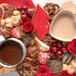 Valentine’s Day Dessert Board With Chocolate Fondue
