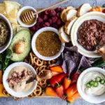 Game Day Snack Board With 5 Kinds of Dips