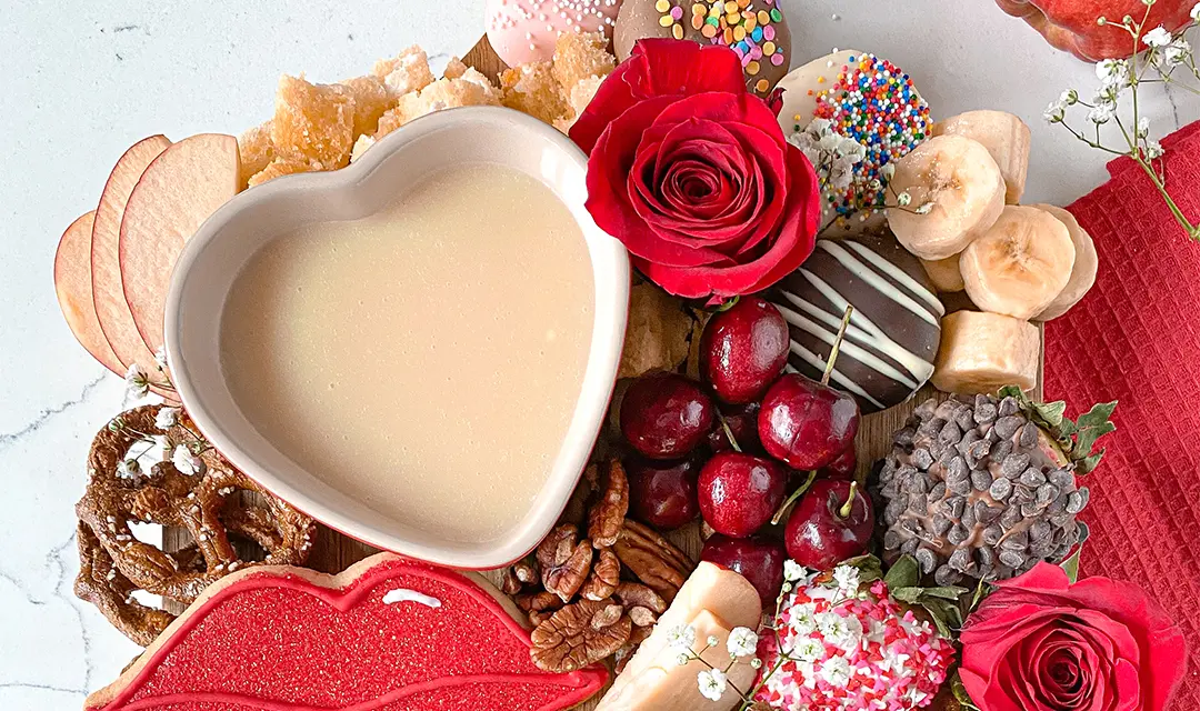 valentine's day chocolate fondue board
