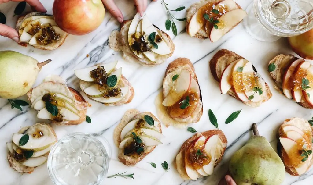 Pear and Apple Crostini Appetizers