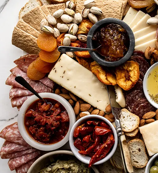Last minute gift ideas for mom with an antipasto board.