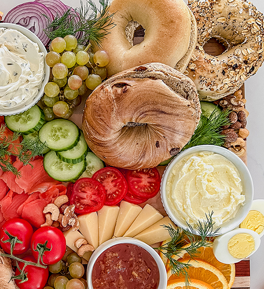 Last minute gift ideas for mom with a bagel board.