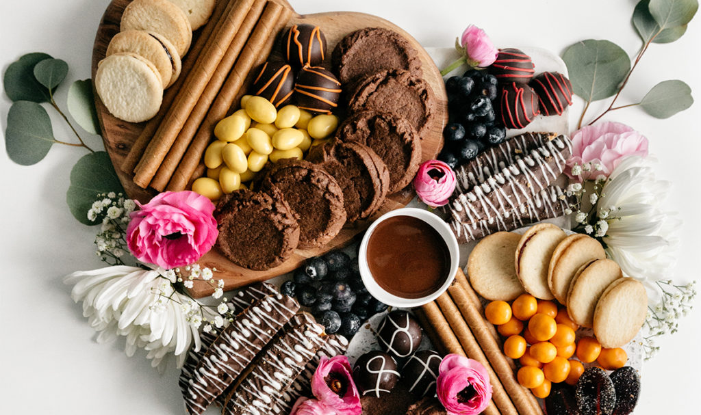 A photo of brownie cookies with a dessert board