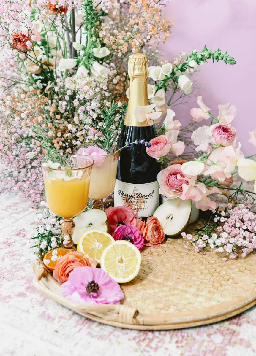 peach and lemon mimosas