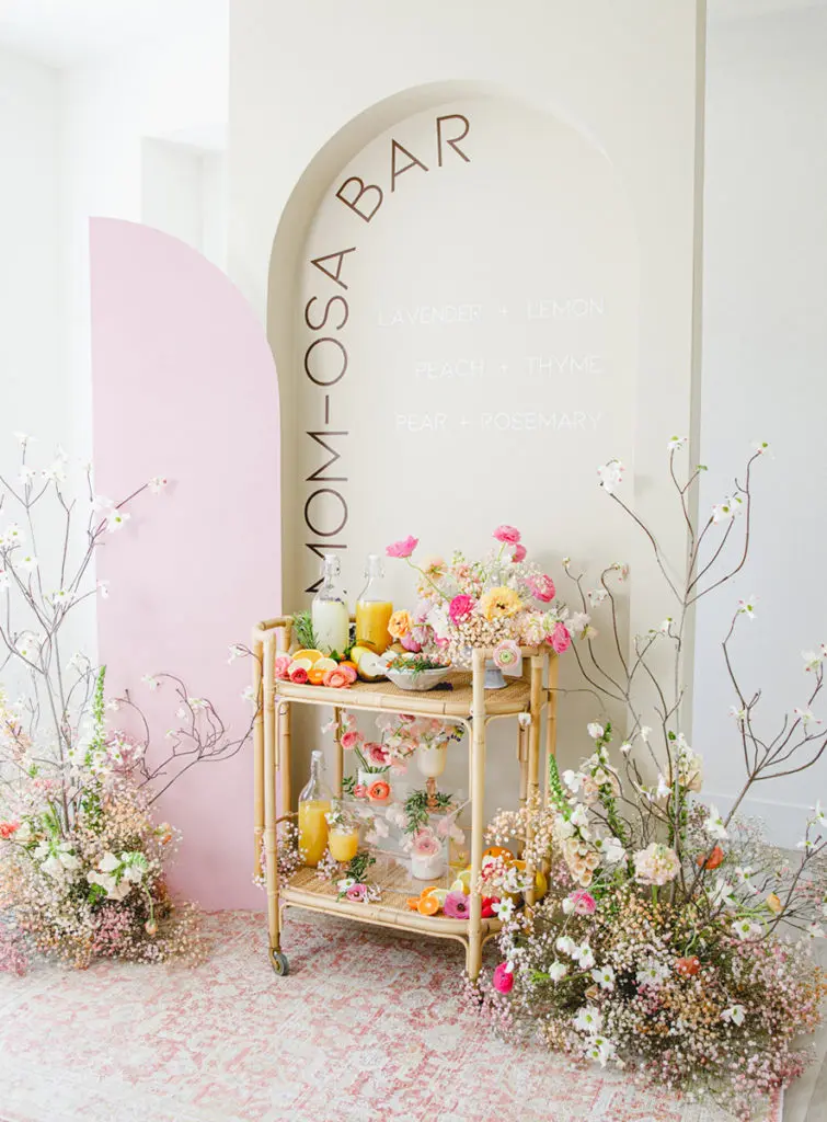 MOM-osa Bar:a fun mimosa bar for a baby shower or Mother's Day